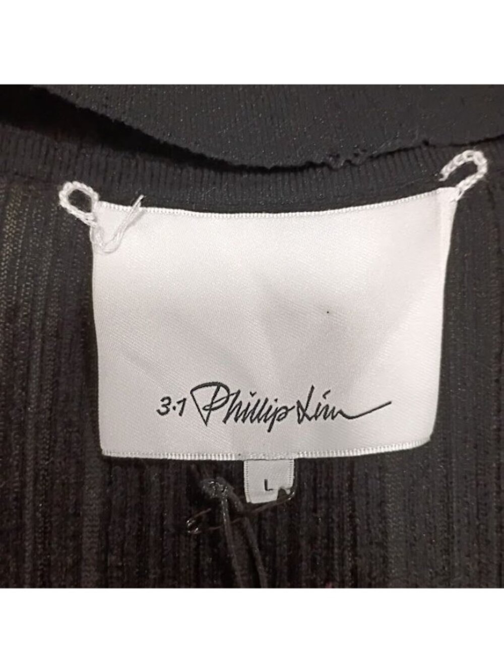 3.1 Phillip Lim Black Ribbed Twist-Front Turtleneck Long Sleeve Top Size L - Picture 5 of 15